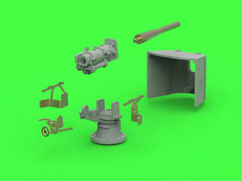 MASTER SM-350-113 1/350 SMS Emden - 10,5 cm SK L/40 guns - (resin, PE and turned parts) - (6pcs shielded and 4pcs open mount)