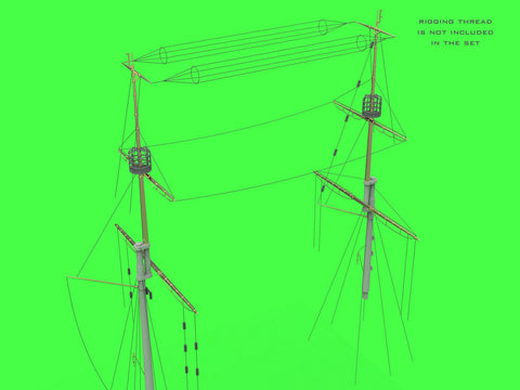 MASTER SM-350-117 1/350 SMS Viribus Unitis - masts, yards and other turned and resin parts set (for Trumpeter kit)
