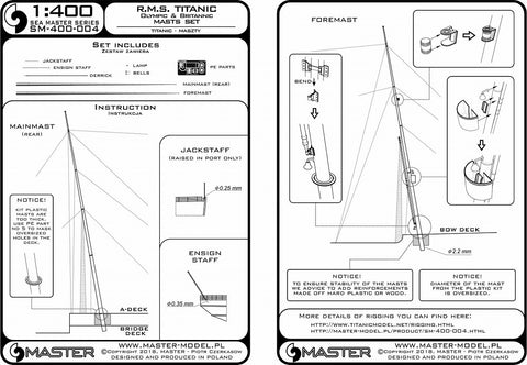MASTER SM-400-004 1/400 R.M.S. Titanic (Olympic, Britannic) - masts set