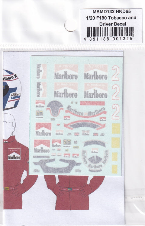 MSM Creation MSMD132 1/20 Ferrari 641/2 (F1-90) Marlboro & Prost/Mansell Figure Decals (for Fujimi)