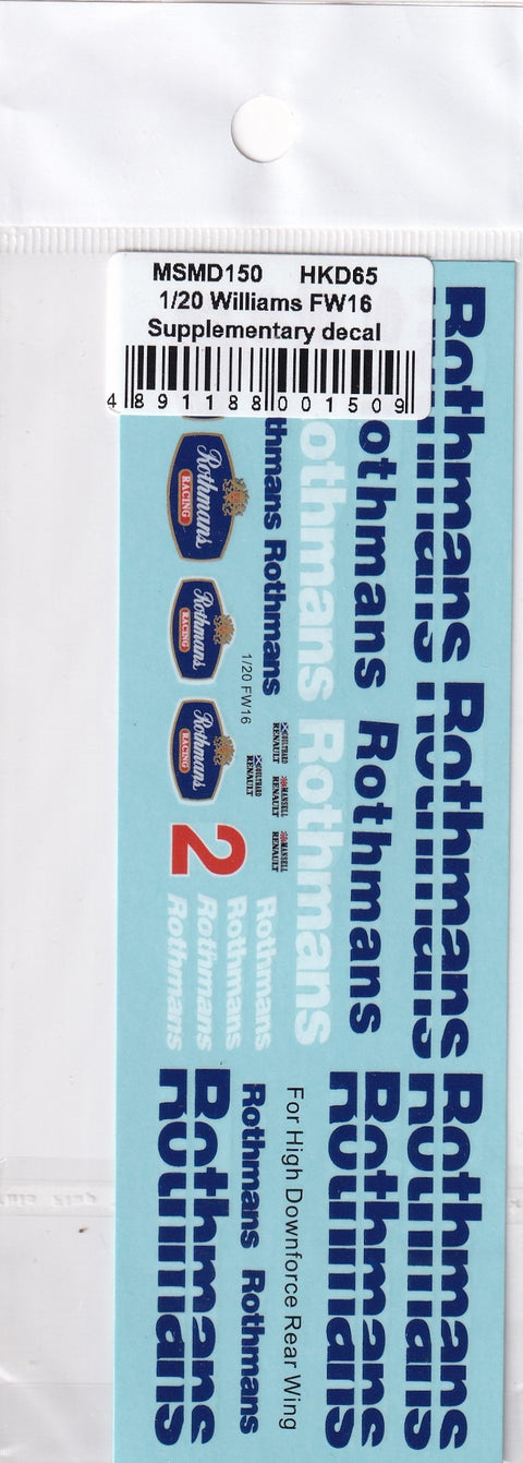 MSM Creation MSMD150 1/20 Williams FW16 Tobacco Decals (for Fujimi)
