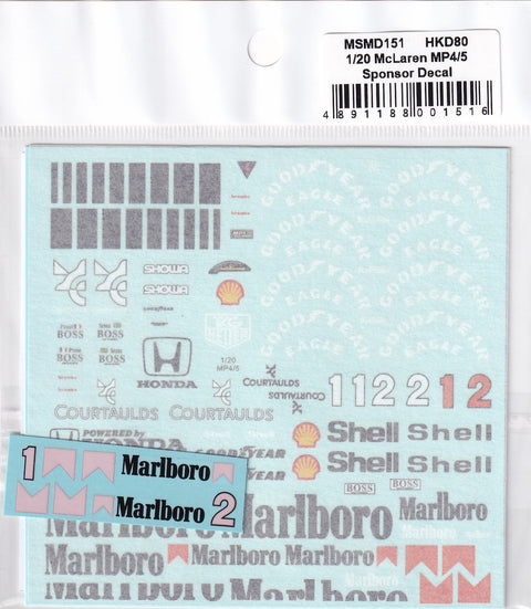 MSM Creation MSMD151 1/20 McLaren MP4/5 Full Decal Set (for Fujimi)