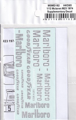 MSM Creation MSMD162 1/12 McLaren M23 1974 Marlboro Tobacco Decals (for Tamiya)