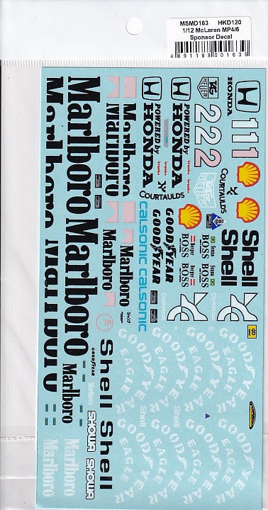 MSM Creation MSMD163 1/12 McLaren MP4/6 Full Decal Set (for Tamiya)