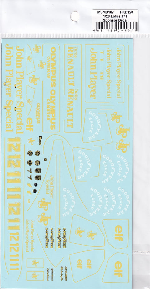 MSM Creation MSMD167 1/20 Lotus 97T 1985 Full Sponsor Decals (for Fujimi kit)