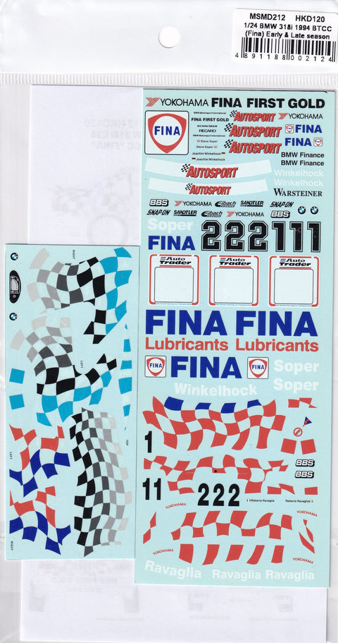 MSM Creation MSMD212 1/24 BMW 318i 1994 BTCC (Fina) Early Season/Late Season (Compatible with Hasegawa kit)