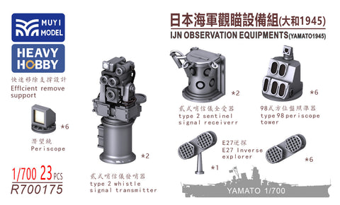 MUYI Model R700175 1/700 Pit-Road IJN Observation Equipment Set for W200 (Yamato 1945 Configuration) – Ultra-Precise 3D-Printed Kit (Includes 23 Parts)