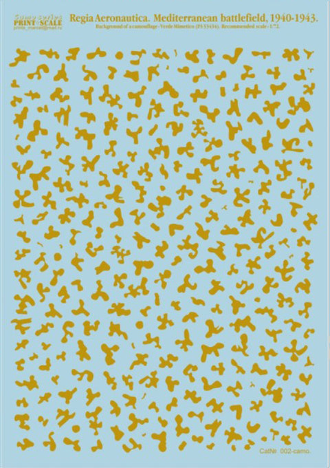 Print Scale 002-camo 1/72 Regia Aeronautica Camouflage Decal Mediterranean Battlefield 1940–1943