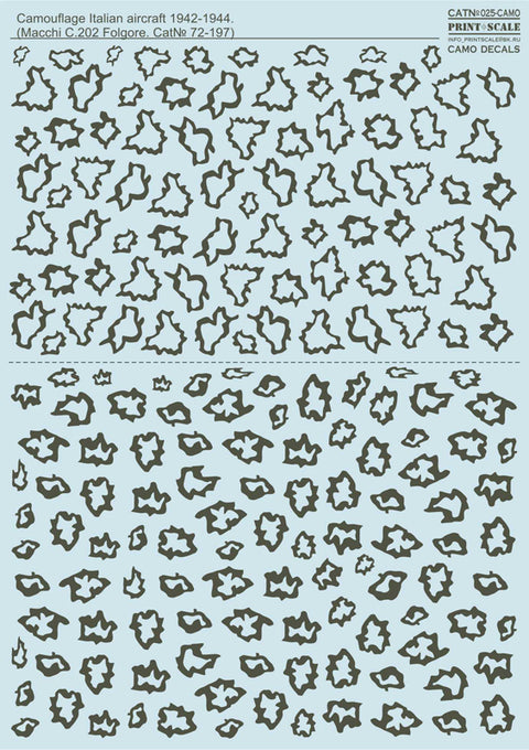 Print Scale 025-CAMO 1/72 Italian Aircraft Camouflage Pattern 1942–1944 025-camo 1/72