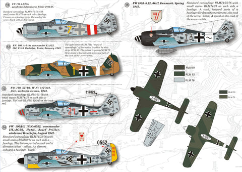 Print Scale 144-001 1/144 Focke-Wulf Fw 190 A-2–A-9 Markings WWII 144-001 Scale 1/144