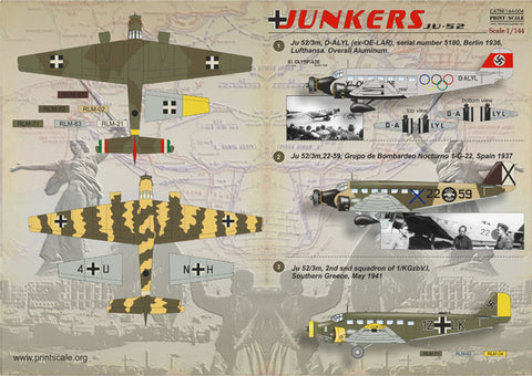 Print Scale 144-004 1/144 Junkers JU-52 144-004 Scale 1/144