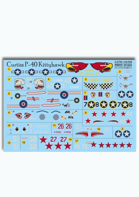 Print Scale 144-006 1/144 Curtiss P-40 Kittyhawks 144-006 Scale 1/144