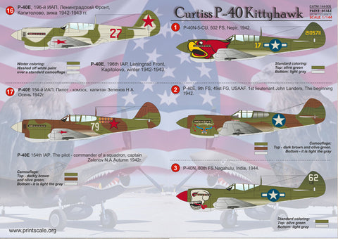 Print Scale 144-006 1/144 Curtiss P-40 Kittyhawks 144-006 Scale 1/144
