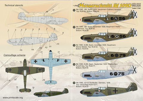 Print Scale 144-015 1/144 Messerschmitt Bf 109 D 144-015 Scale 1/144