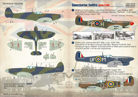 Print Scale 144-018 1/144 Supermarine Spitfire 144-018 Scale 1/144
