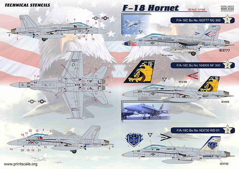 Print Scale 144-019 1/144 F-18 Hornet Decals 144-019 Scale 1/144