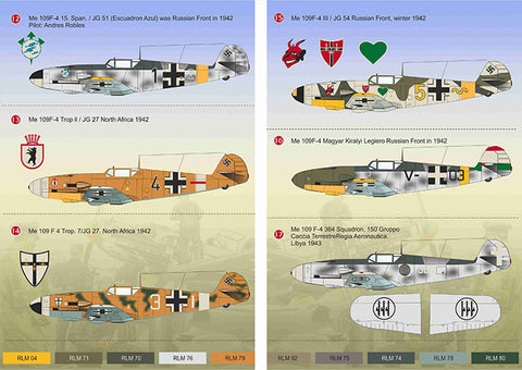 Print Scale 144-020 1/144 Messerschmitt Bf 109 F-4 Decals 144-020 Scale 1/144