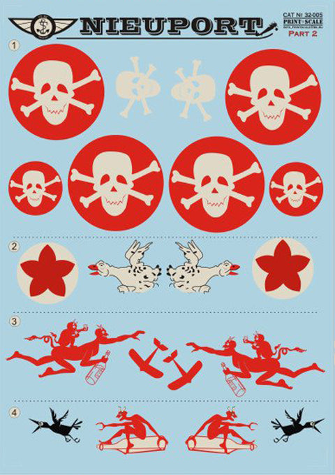 Print Scale 32-005 1/32 Nieuport Part 2 The Complete Set 2 Sheets (Decal and Mask) 32-005 Scale 1/32