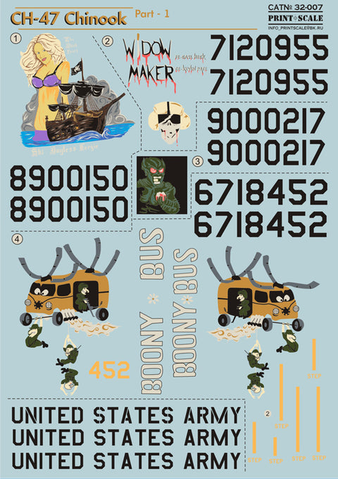Print Scale 32-007 1/32 CH-47 Chinook 32-007 Part 1 Scale 1/32 -1/35 The complete set 1,5 leaf