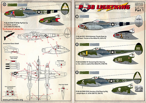 Print Scale 32-012 1/32 P-38 Lightning Part 1 32-012 Scale 1/32