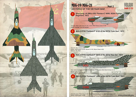 Print Scale 32-014 1/32 MiG-19 MiG-21 Air Force of the Vietnam War Part 2 32-014 Scale 1/32