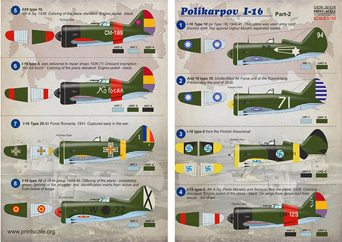 Print Scale 32-016 1/32 Polikarpov I-16 Part 2 32-016 Scale 1/32