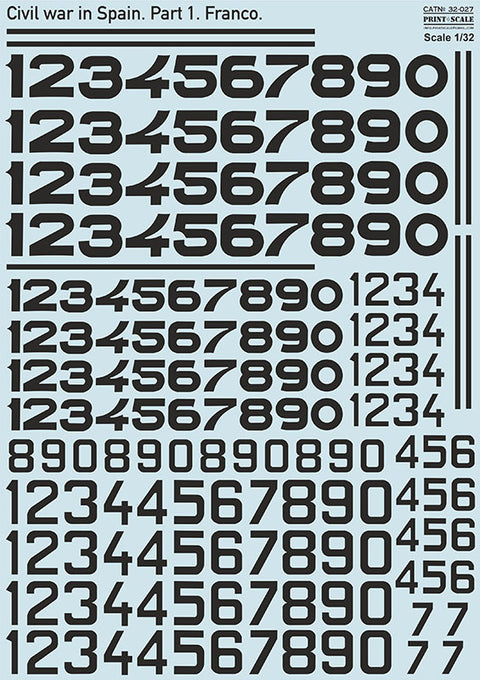 Print Scale 32-027 1/32 Civil War in Spain Part 1 Franco Numbers 32-027 Scale 1/32