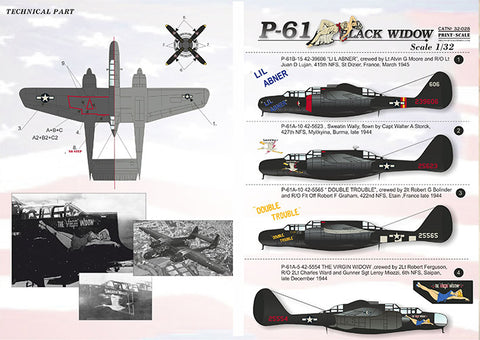 Print Scale 32-028 1/32 P-61 Black Widow 32-028 Scale 1/32  The complete set 2 leaf