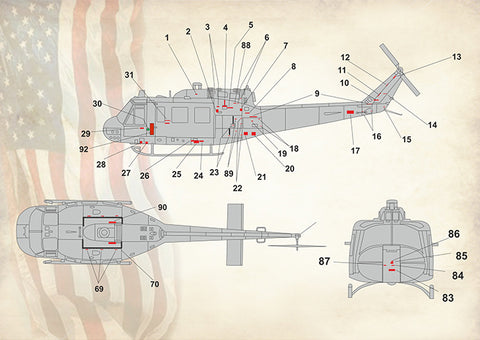 Print Scale 32-031 1/32 UH-1 Air Ambulance Vietnam War 32-031 Scale 1/32 + Technical Stencils