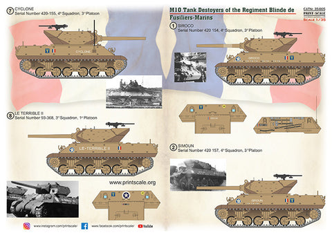 Print Scale 35-005 1/35 M10 Tank Destroyers Regiment Blindé de Fusiliers-Marins 35-005 Scale 1/35