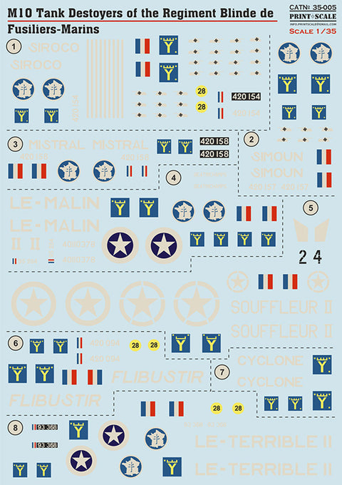 Print Scale 35-005 1/35 M10 Tank Destroyers Regiment Blindé de Fusiliers-Marins 35-005 Scale 1/35