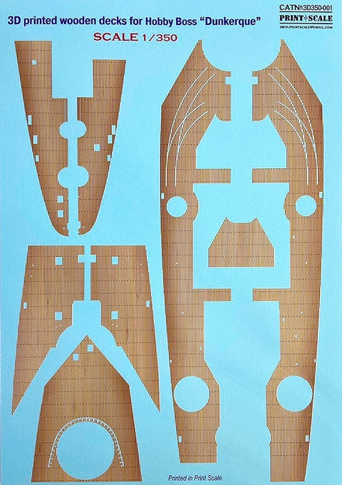 Print Scale 3D350-001 1/350 3D printed wooden decks for Hobby Boss “Dunkerque”