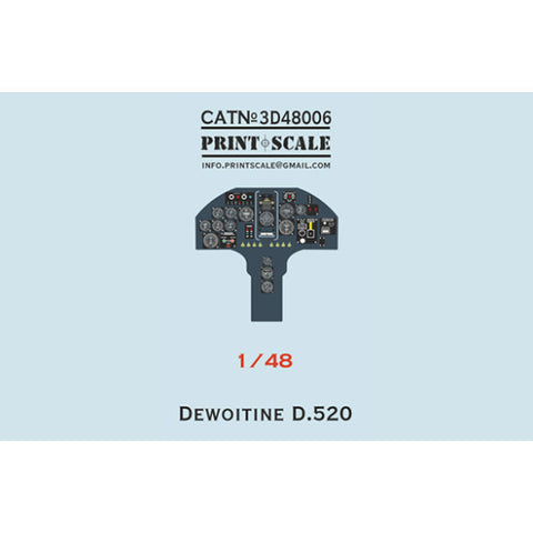 Print Scale 3D48-006 1/48 Dewoitine D.520 Instrument Panel 3D48-006 1/48