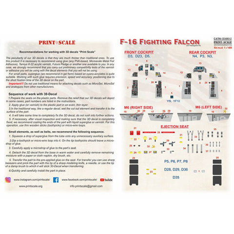 Print Scale 3D48-012 1/48 F-16D Fighting Falcon Instrument Panel 3D48-012 1/48