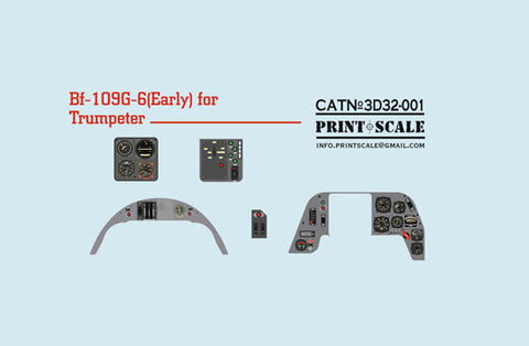 Print Scale 3D32-001 1/32 Bf 109G-6 (Early) 3D Decal for Trumpeter 3D32-001 1/32