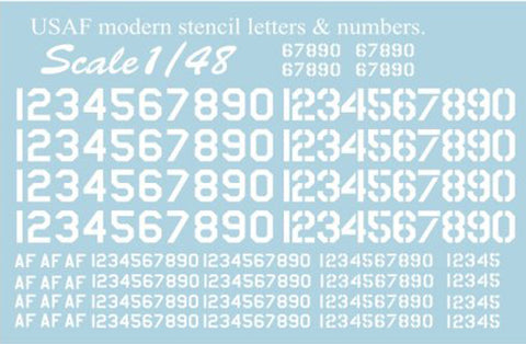 Print Scale 48-003 1/48 USAF Modern Stencil Letters & Numbers White 48-003 1/48 The complete set 1,5 leaf.