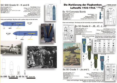 Print Scale 48-014 1/48 Luftwaffe Bomb Markings and Technical Inscriptions 1930–1940 48-014 Scale 1/48