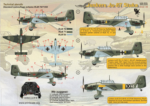 Print Scale 48-032 1/48 Junkers Ju-87 Stuka The complete set 2 leaf.