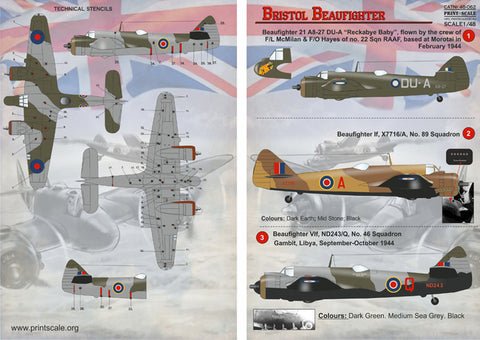 Print Scale 48-062 1/48 Bristol Beaufighter