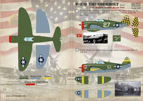 Print Scale 48-077 1/48 P-47D Thunderbolt Razorback Aces over Europe Part 1