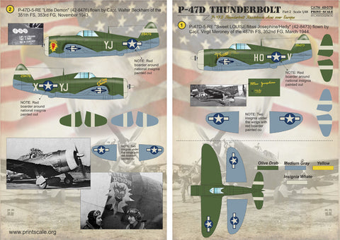 Print Scale 48-078 1/48 P-47D Thunderbolt Razorback Aces over Europe Part 2