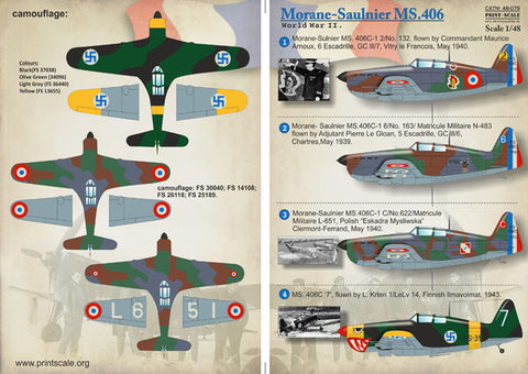 Print Scale 48-079 1/48 Morane-Saulnier MS.406