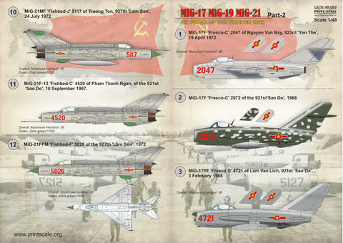 Print Scale 48-089 1/48 North Vietnamese MIGs (Mig 17 Mig 19 Mig 21) of the Vietnam War   Part 2