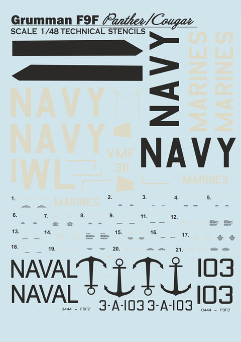 Print Scale 48-108 1/48 Grumman F9F Panther Part 1 The complete set 2 leaf (+technical stencils)