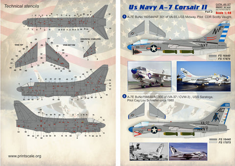 Print Scale 48-127 1/48 A-7 Corsair II Part 2 + Technical stencils A7 Corsair II