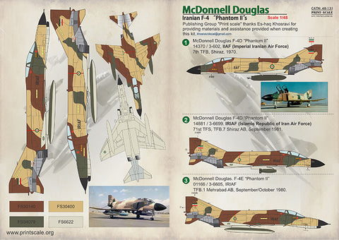 Print Scale 48-131 1/48 Iranian F-4 Phantom In the complete set 1,5 sheets