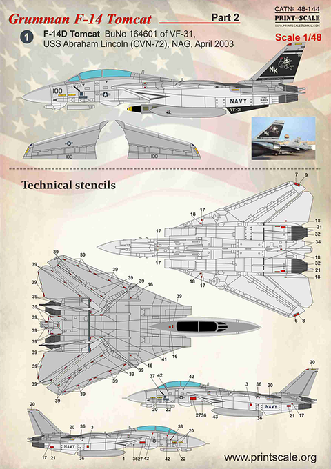 Print Scale 48-144 1/48 F-14 Tomcat Part 2 The complete set 2 leaf