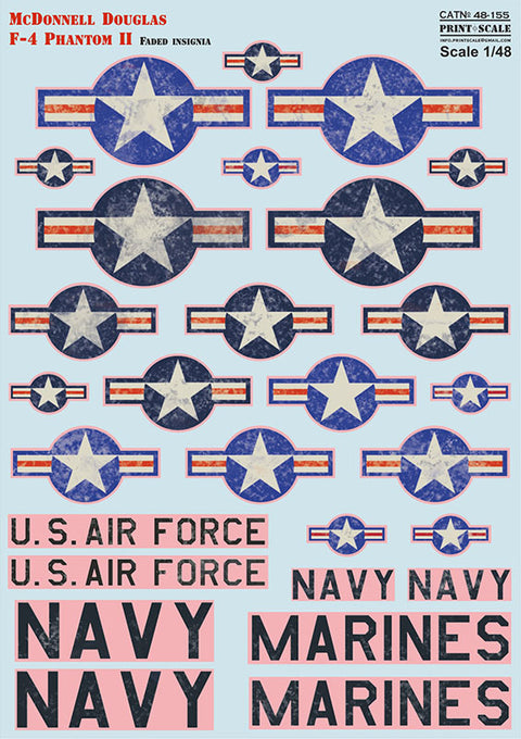 Print Scale 48-155 1/48 Vietnam War. US Faded Insignia The complete set 2 leaf