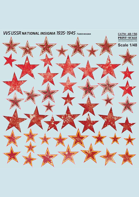 Print Scale 48-156 1/48 VVS USSR Faded National Insignia 1935-1945,  2 sheets