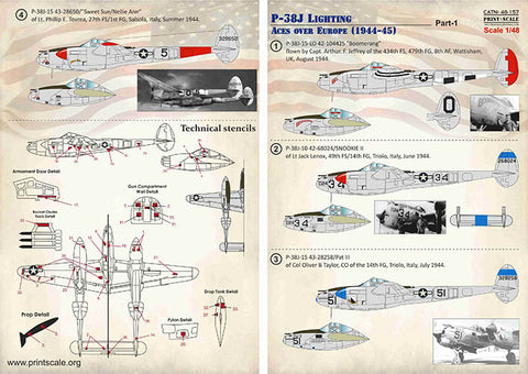 Print Scale 48-157 1/48 P-38J Lighting Aces over Europe (1944-45) Part 1